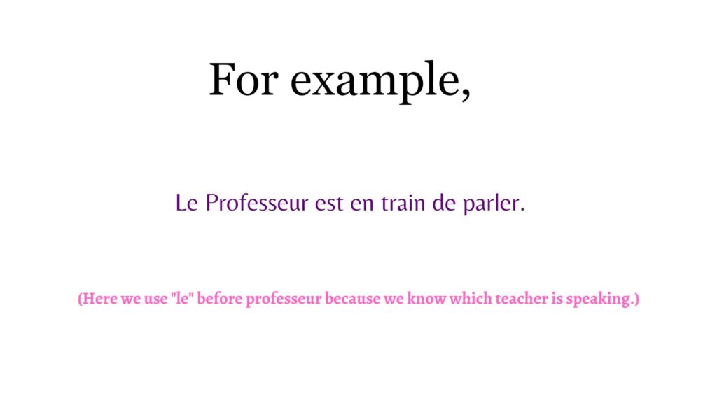 french definite articles example.