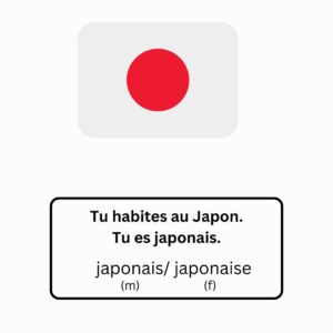 Japan flag and nationality in french language.
